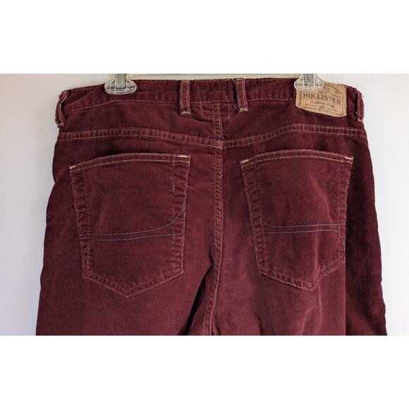 Hollister Mens Corduroy Jeans 32 x 29 Burgundy Casual Classics Straight 90s Vibe - Picture 7 of 11